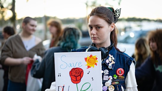 One of the protesters in Campbelltown this week. 