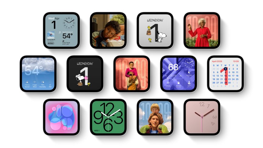 An array of 13 HomeView devices, wall-mounted, each with a different screen face, including clock displays, family photos, weather and Snoopy.