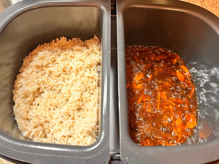 Rice and a short rib sauce in a multicooker