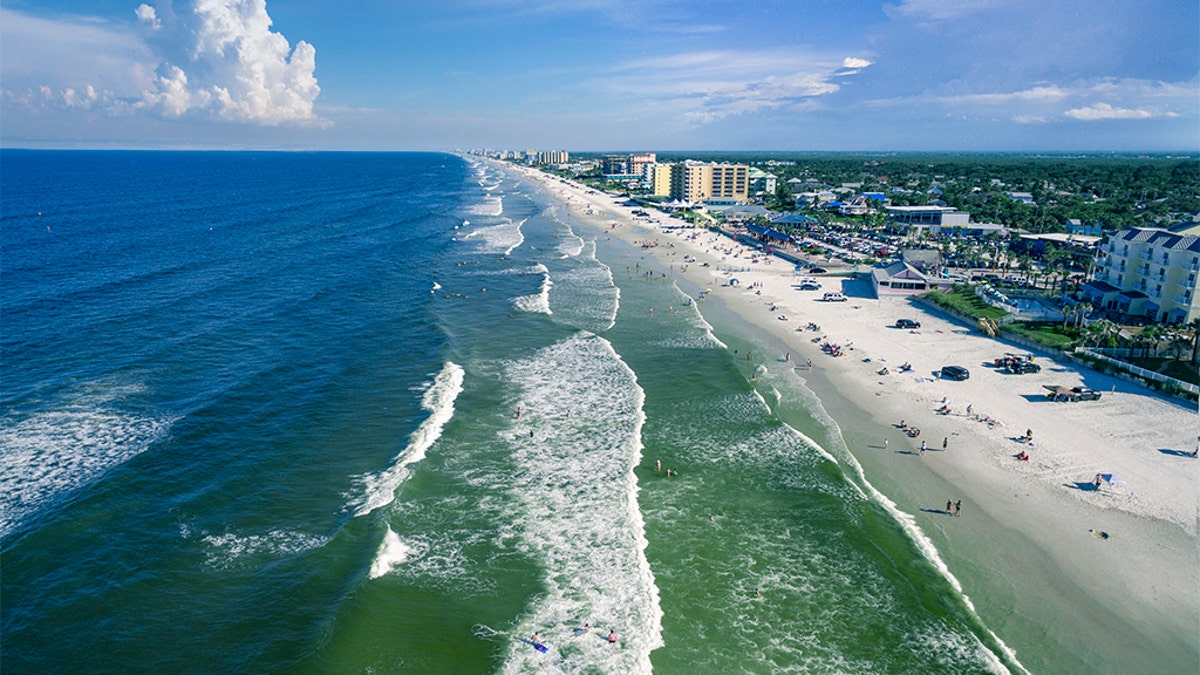 An aerial view of New Smyrna Beach, Florida.