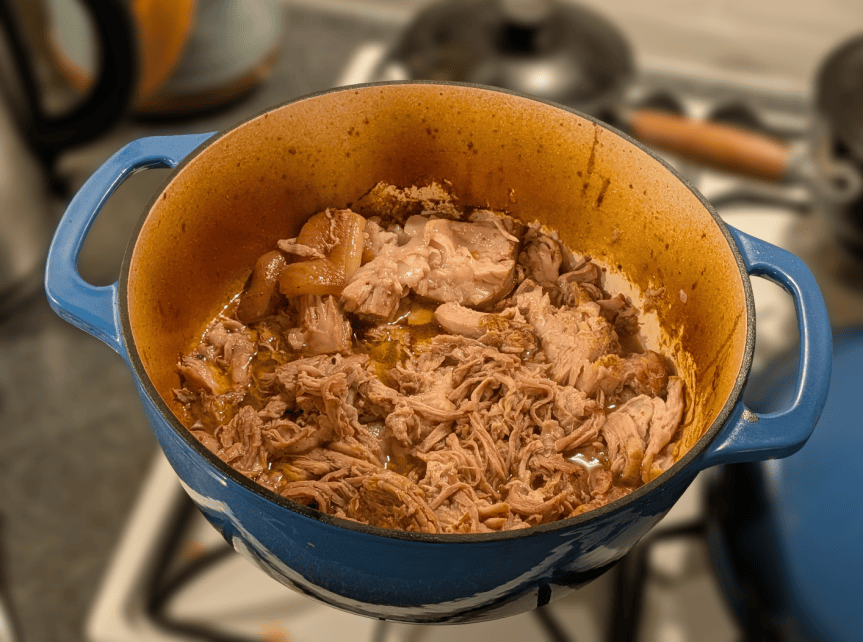 oily pork in dutch oven