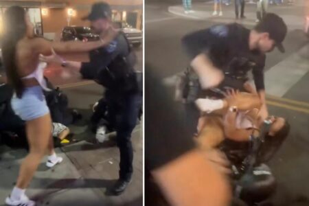 Viral video captures Arizona State cheerleader being shoved to ground, pummeled by cops as she tries to stop arrest