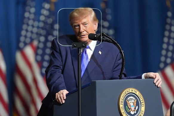 Trump behind the teleprompter at a rally in Rock Hill, South Carolina on Thursday, where the Senate race is surprisingly competitive.