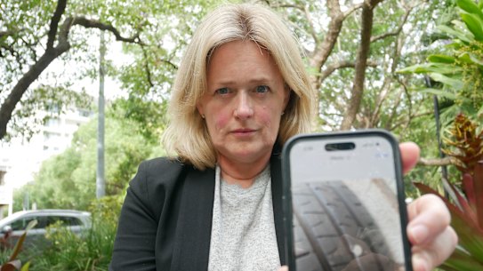 Mitchell says the screws are always in the same tyre out the front of her house. 