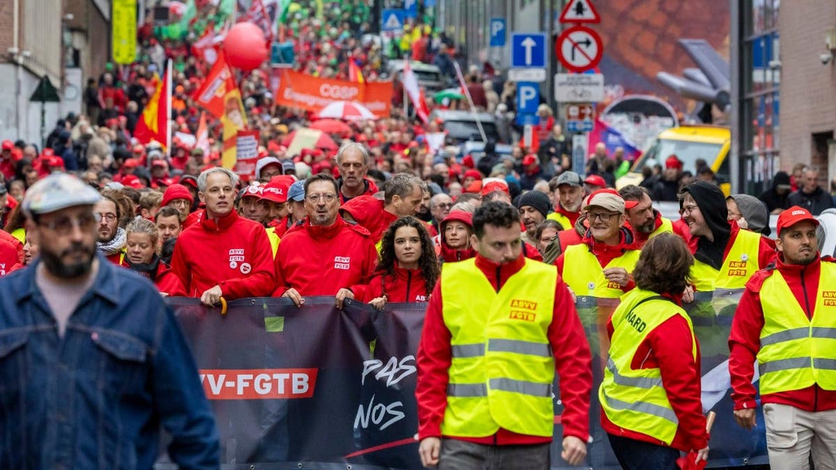 Thousands of demonstrators take part in a national protest in Brussels
