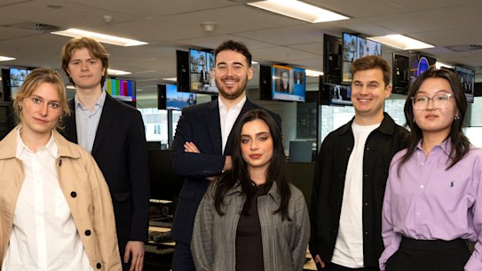 2024 Sydney Morning Herald trainees Frances Howe, Penry Buckley, Nick Newling, Kayla Olaya, Daniel Lo Surdo and Cindy Yin.