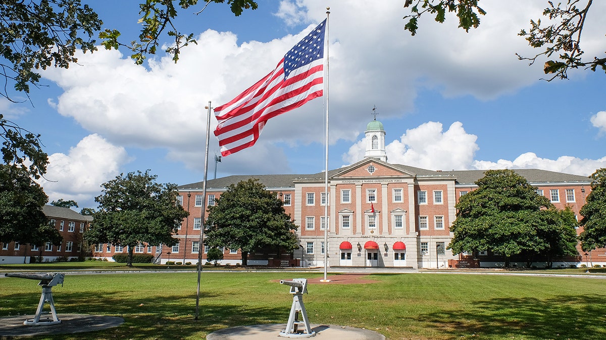 American flag on display at Camp Lejeune