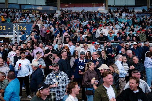The crowd at Wentworth Park for the final night of greyhound racing on Friday.