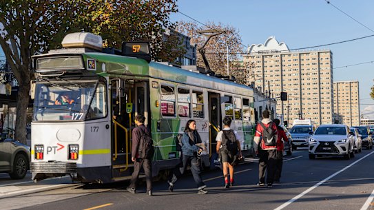 A route 57 tram at Racecourse Road.