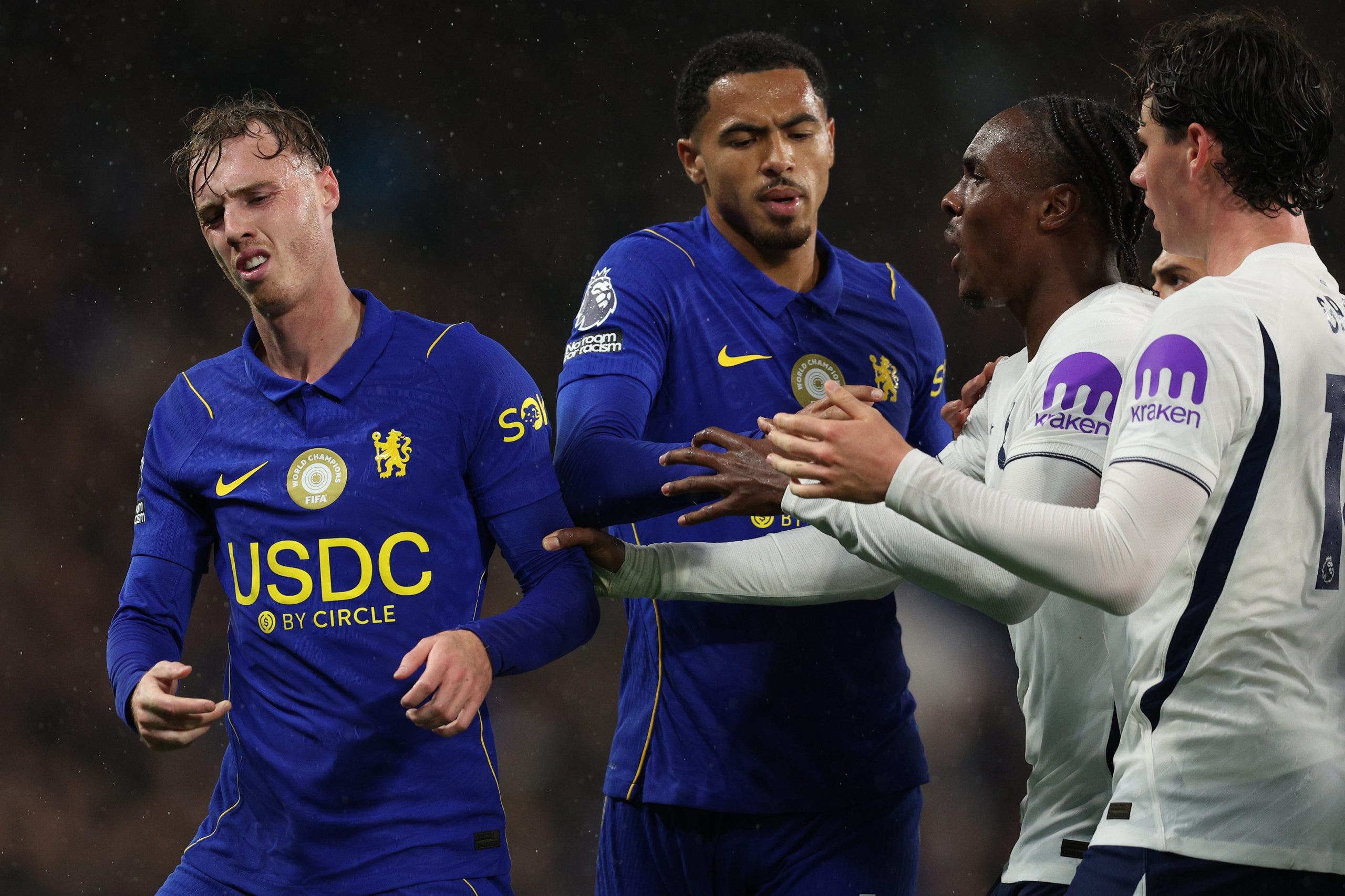 Cole Palmer received a red card against Tottenham in League Cup action. (Photo by Steve Bardens - AMA/Getty Images)