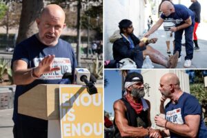 California’s homeless problem laid bare as Steve Hilton campaigns at notorious crime-filled park