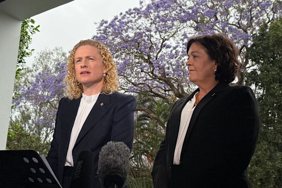 Amanda Stoker and Natalie Marr are sworn in as new ministers on Saturday.