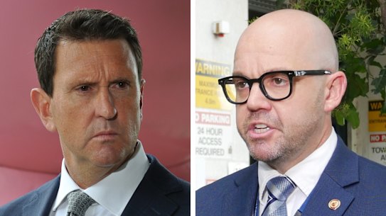 Police Minister Dan Purdie and Queensland Police Union president Shane Prior.