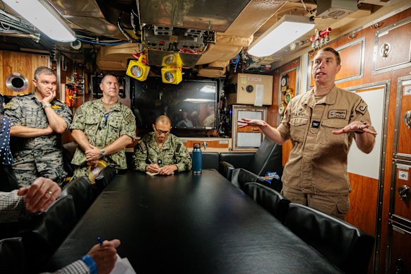 Commanding Officer Justin Reeves in the boardroom, during the tour.
