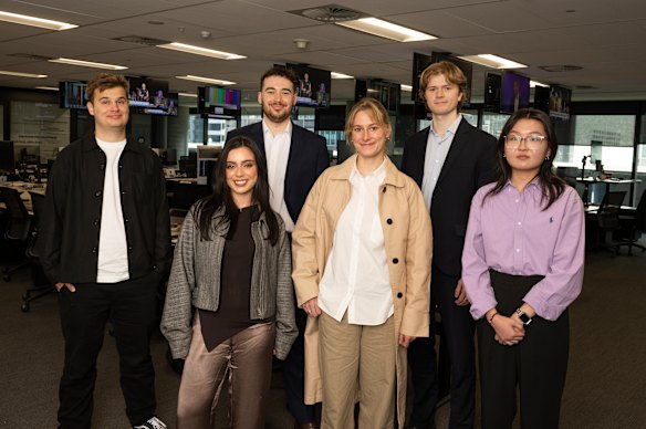 The Herald’s class of ’24 trainees, from left: Daniel Lo Surdo, Kayla Olaya, Nick Newling, Frances Howe, Penry Buckley and Cindy (Xunzhi) Yin.