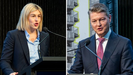 Opposition Leader Jess Wilson and Premier Ben Carroll.