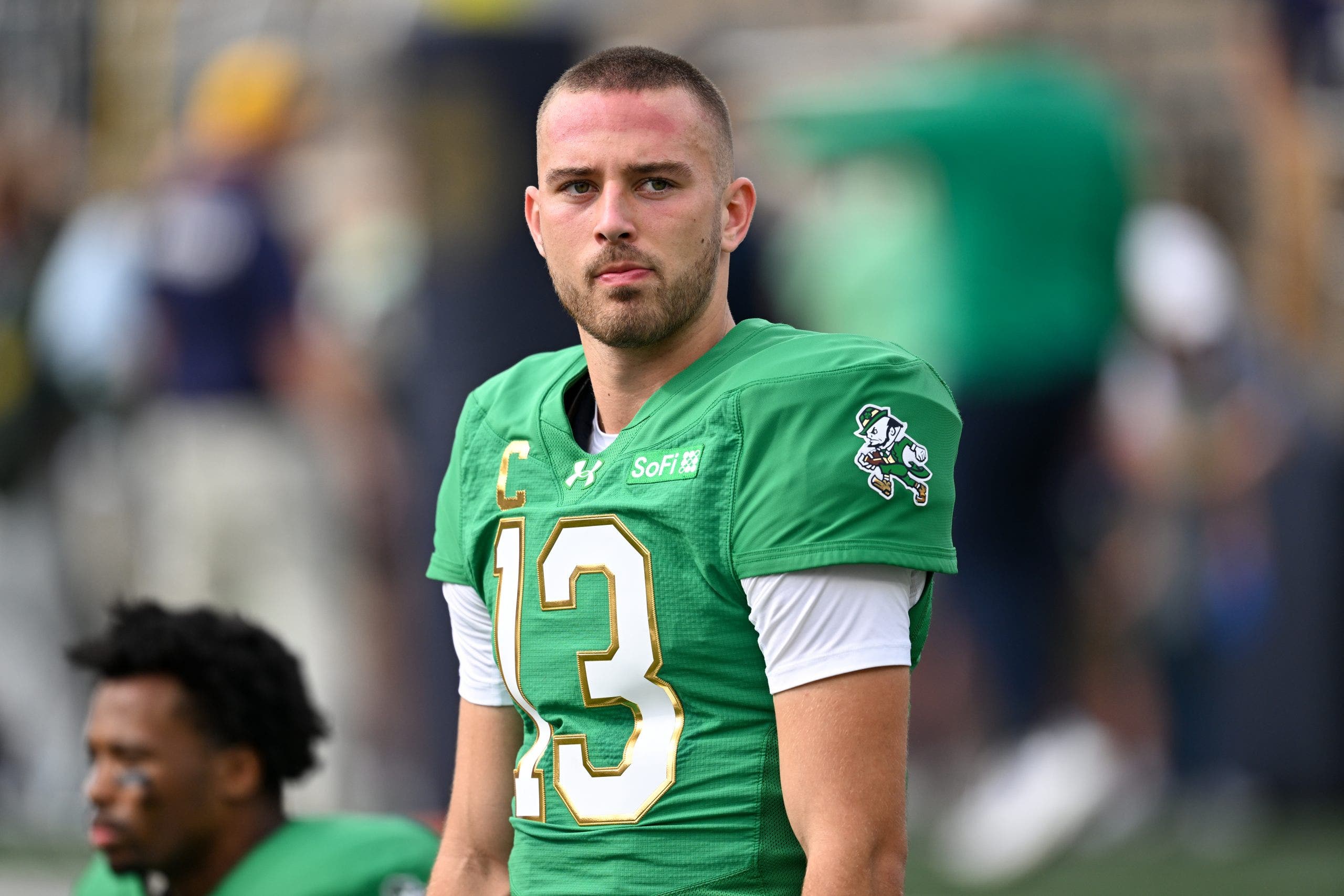 Notre Dame quarterback C.J. Carr has completed 70.8% of his passing attempts for 1,378 yards and 16 touchdowns. (Photo by James Black/Icon Sportswire via Getty Images)