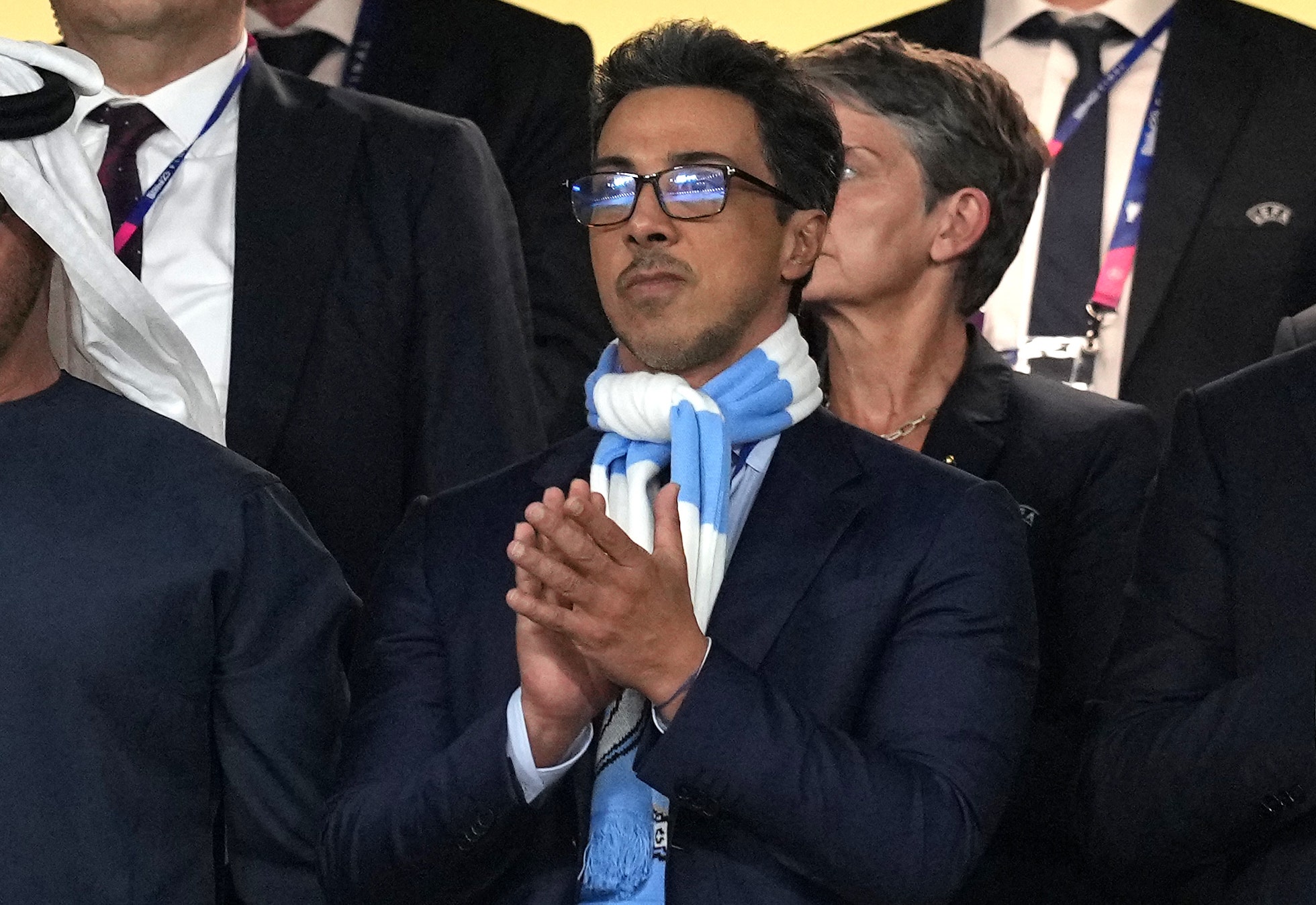 Manchester City owner Sheikh Mansour bin Zayed bin Sultan Al Nahyan during the UEFA Champions League final match at the Ataturk Olympic Stadium, Istanbul, in 2023. (Photo by Martin Rickett/PA Images via Getty Images)
