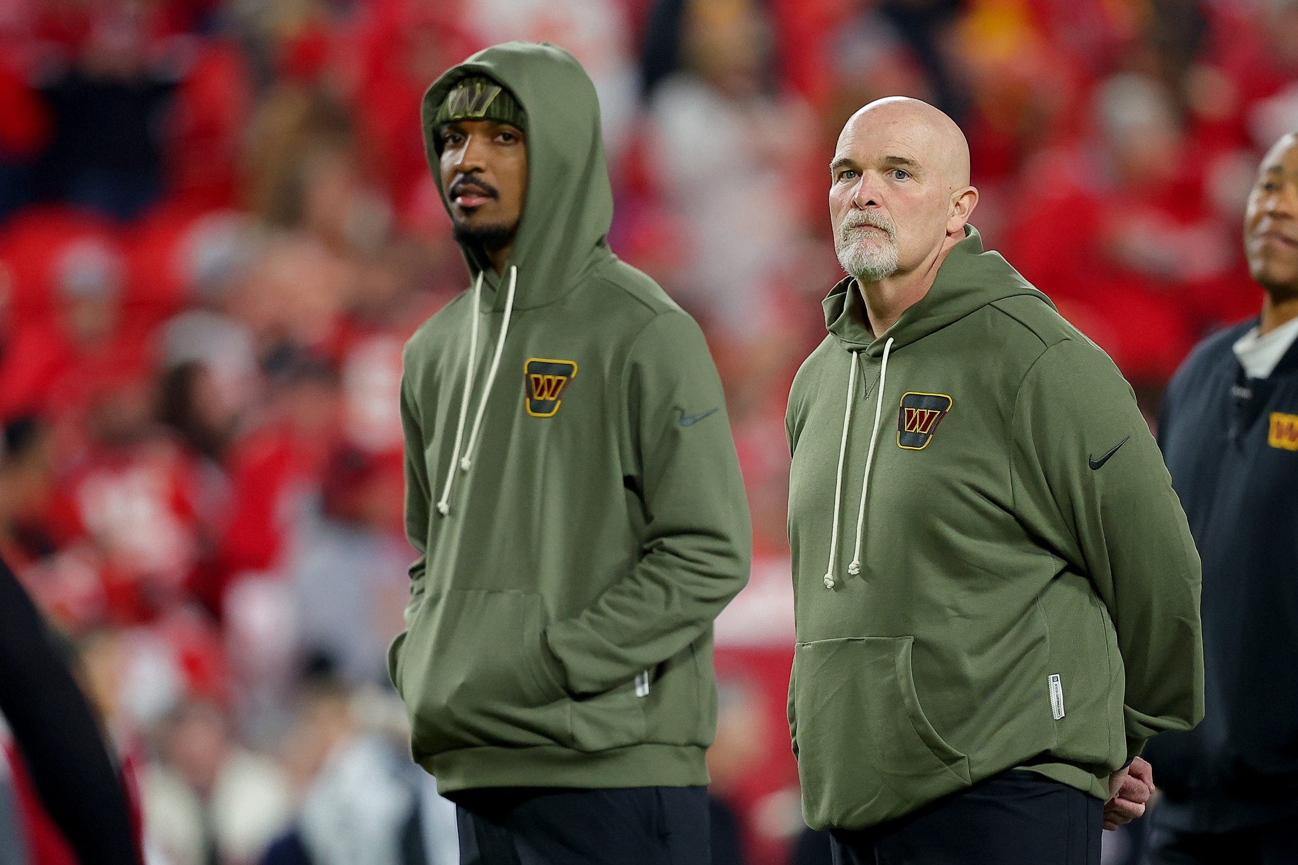 Could we be near the end of the Jayden Daniels-Dan Quinn era in Washington? (Photo by David Eulitt/Getty Images)