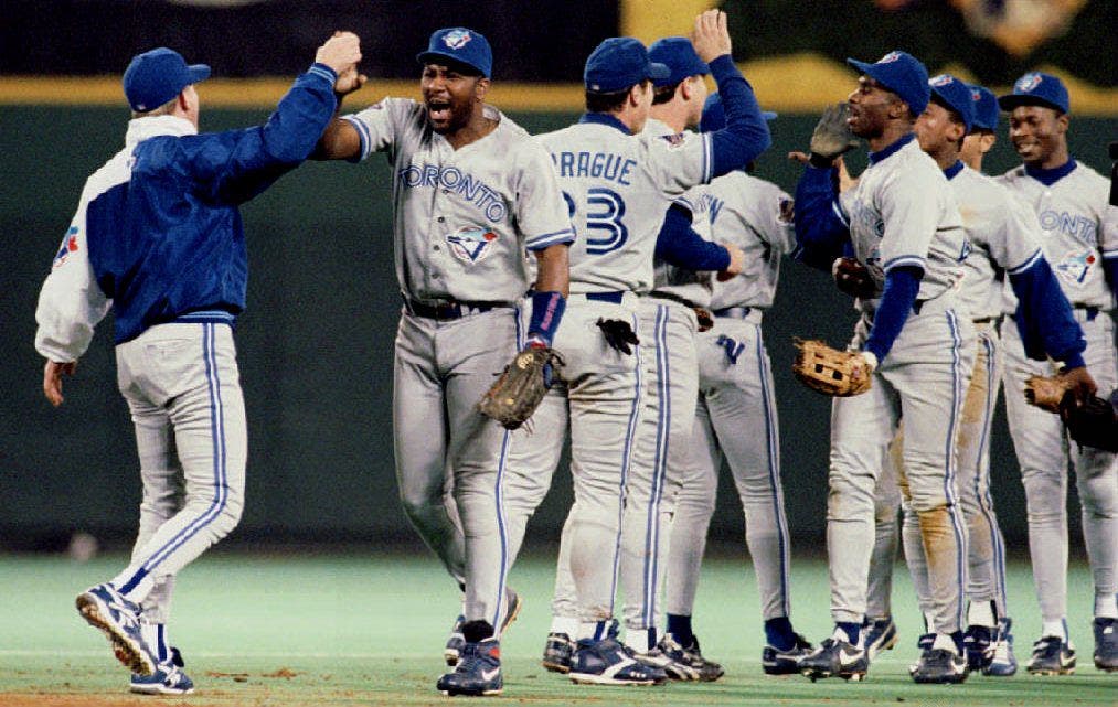 The Blue Jays have reached the World Series just once since winning the 1993 Fall Classic. (Photo credit should read CHRIS WILKINS/AFP via Getty Images)