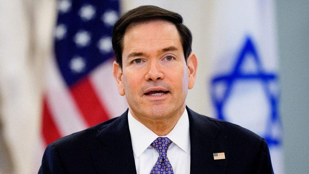 Secretary of State Marco Rubio speaking at the State Department in Washington, D.C.