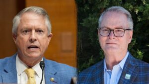 Kansas Senate rivals distance themselves from party leaders in fiery debate