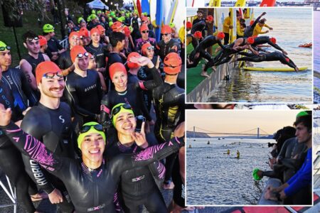New York City’s triathlon makes a triumphant return as endurance fanatics brave the Hudson River: Photos