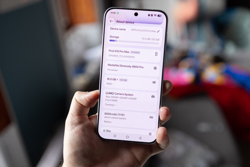 Image of a phone specs screen