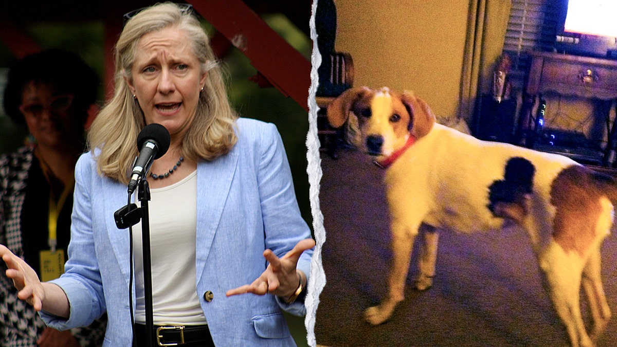 Abigail Spanberger and Biscuit the Dog