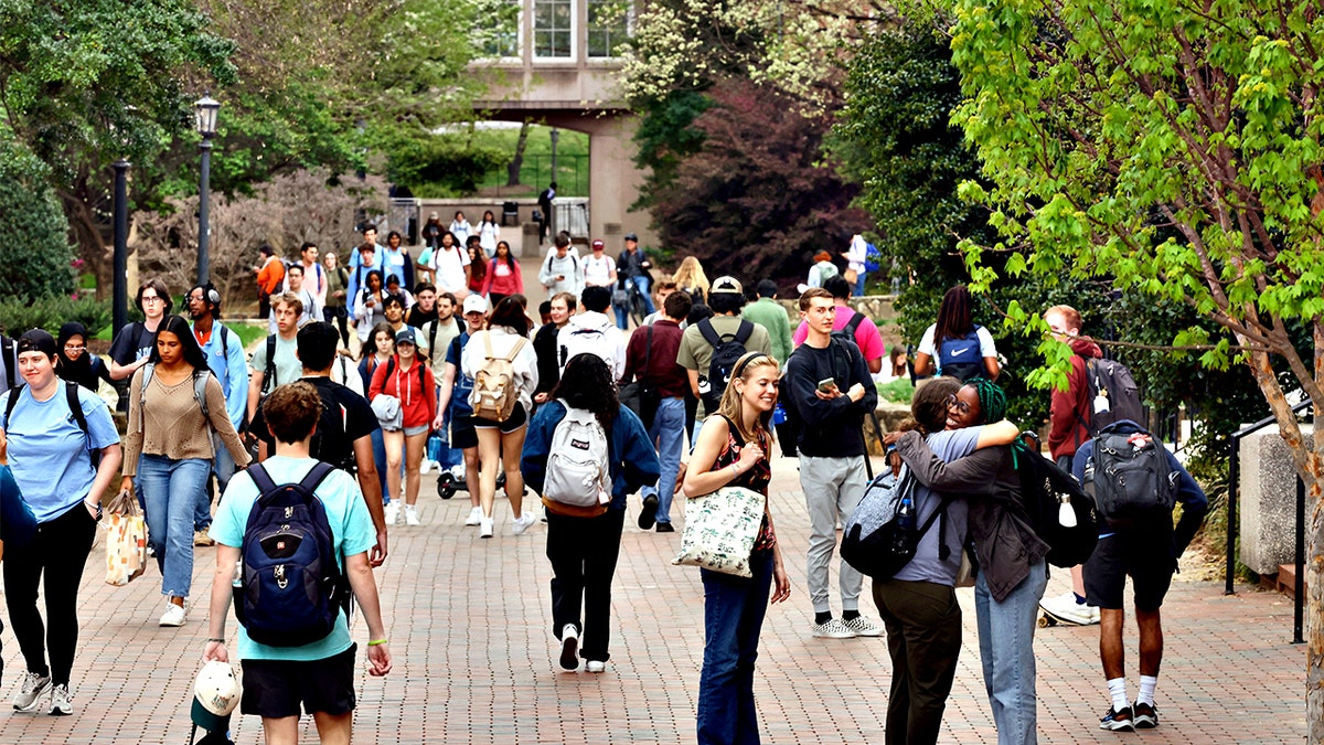 Students walk on University of North Carolina campus